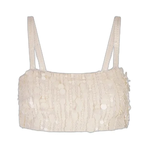 P.A.R.O.S.H. Sequin-Embellished Straight Hem Tank Top