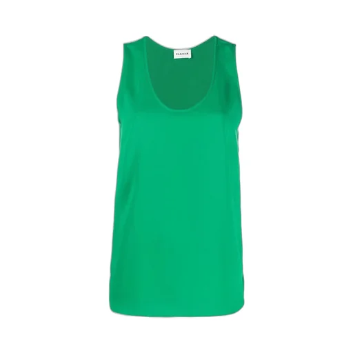 P.A.R.O.S.H. Crewneck Sleeveless Satin Blouse