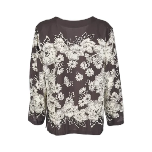 P.A.R.O.S.H. Floral Print V-Neck Blouse