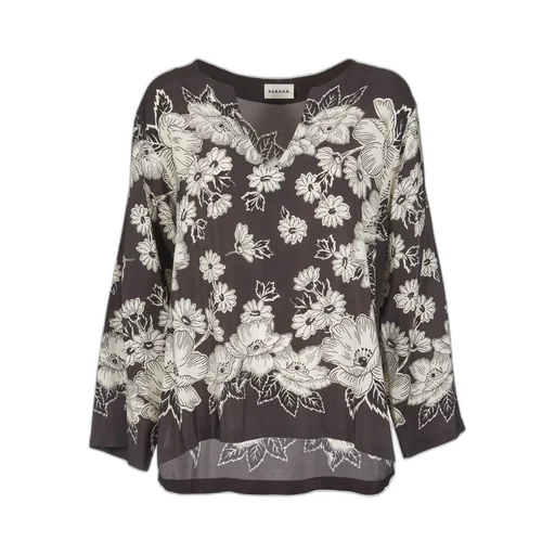 P.A.R.O.S.H. Floral Print V-Neck Blouse