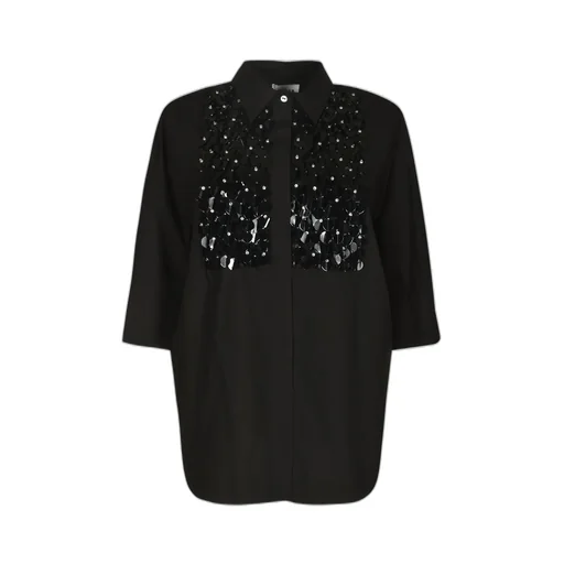 P.A.R.O.S.H. Sequin Embellished Collared Short-Sleeve Shirt