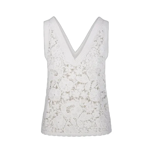P.A.R.O.S.H. Floral Embroidered Knit Tank Top