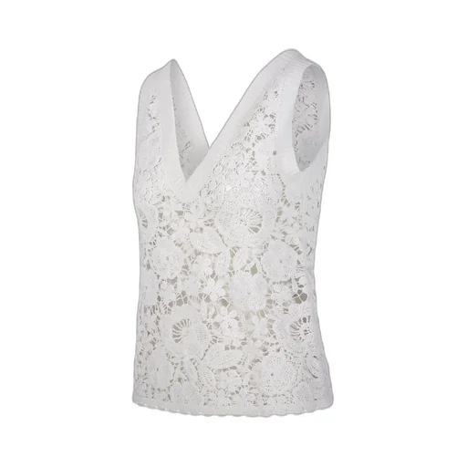 P.A.R.O.S.H. Floral Embroidered Knit Tank Top