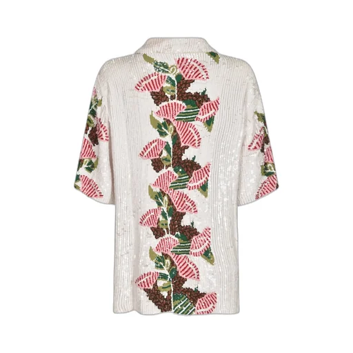 P.A.R.O.S.H. Graphic Sequin Embellished Short-Sleeve Shirt