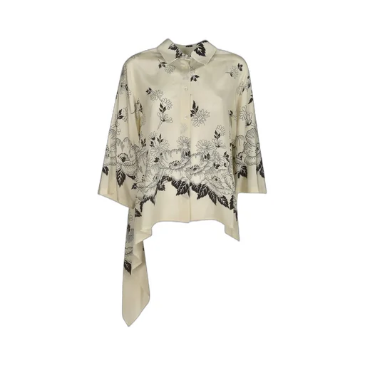 P.A.R.O.S.H. Floral Print Asymmetric Short-Sleeve Shirt