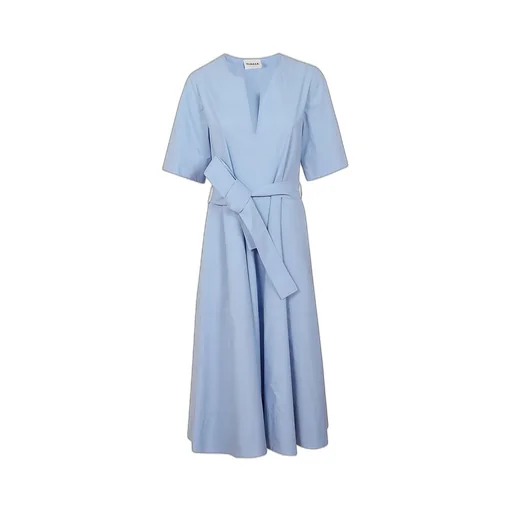 P.A.R.O.S.H. V-Neck Tied-Waist Midi Dress