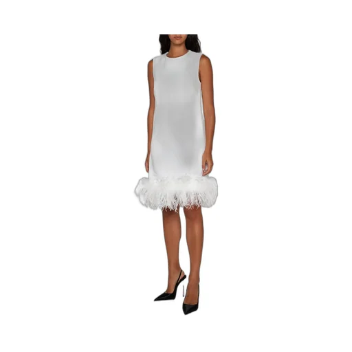 P.A.R.O.S.H. Feather Embellished Sleeveless Midi Dress