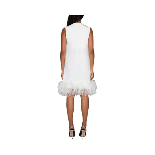 P.A.R.O.S.H. Feather Embellished Sleeveless Midi Dress