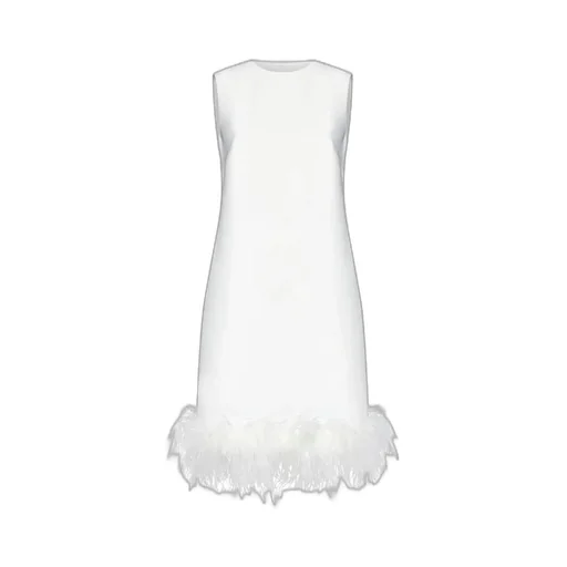P.A.R.O.S.H. Feather Embellished Sleeveless Midi Dress