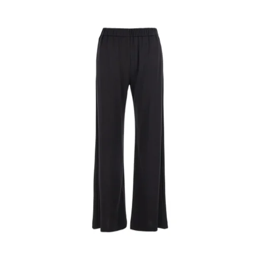 Plain Elastic Waist Straight-Leg Pants