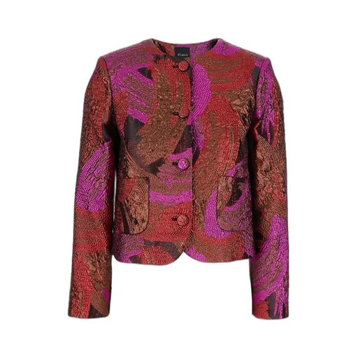 Plain Broccato Collarless Jacket