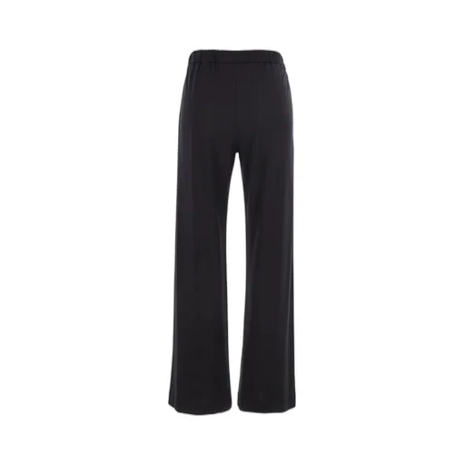 Plain Elastic Waist Straight-Leg Pants