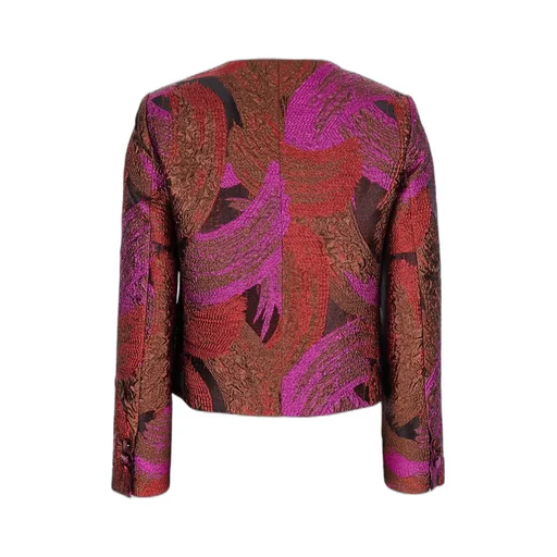 Plain Broccato Collarless Jacket
