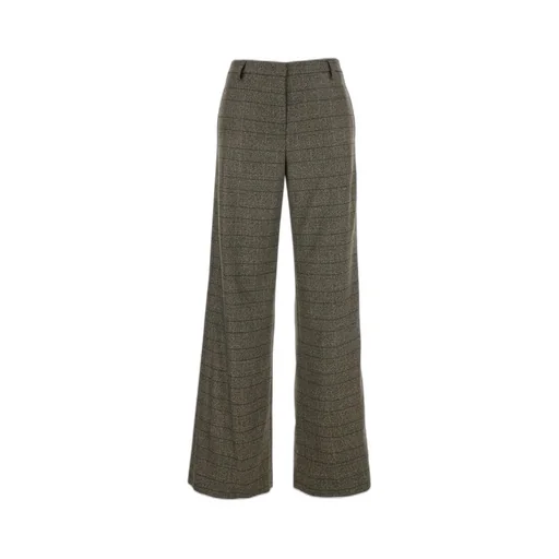 Plain Striped Motif Wool Pants
