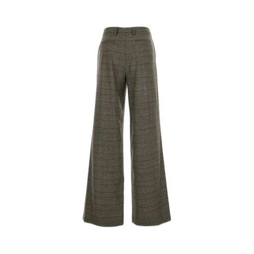 Plain Striped Motif Wool Pants
