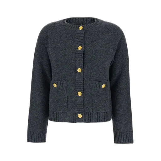 Plain Jeweled Button Cardigan