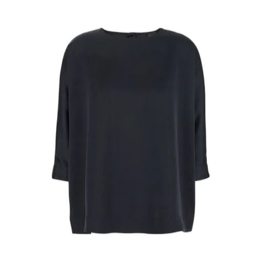 Plain Button-Front Three-Quarter Sleeve Top