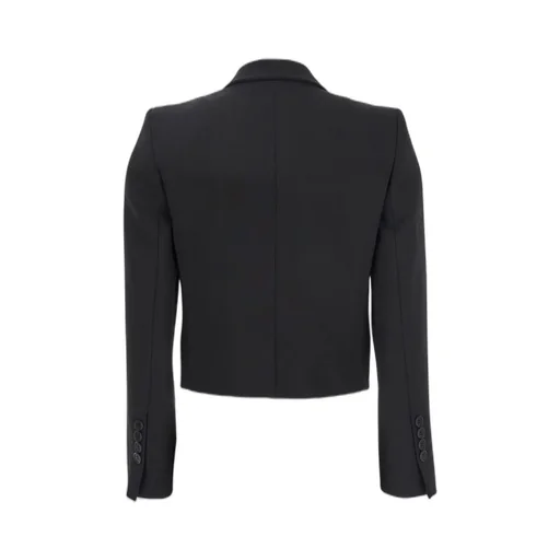 Plain Double-Breasted Cropped Jacket