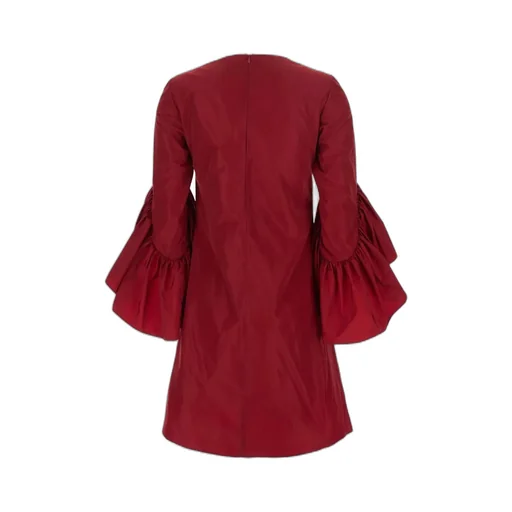 Plain Draped Flared-Sleeve Dress