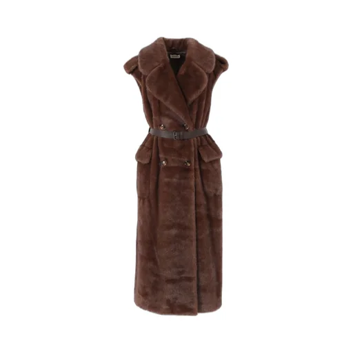 P.A.R.O.S.H. Sleeveless Double-Breasted Long Coat