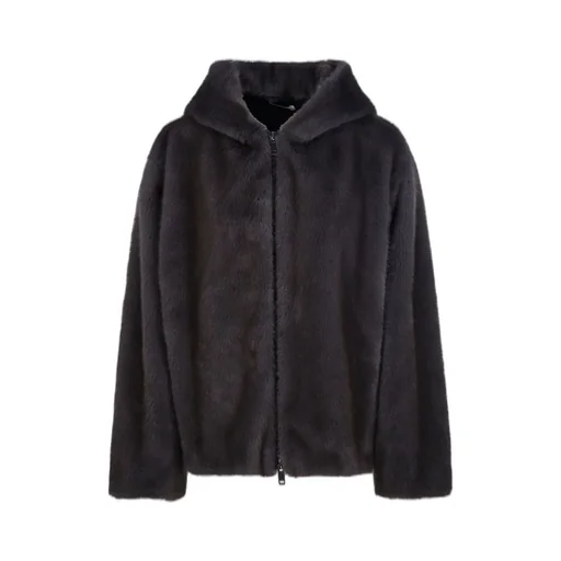 P.A.R.O.S.H. Hooded Zip-Up Faux Fur Jacket