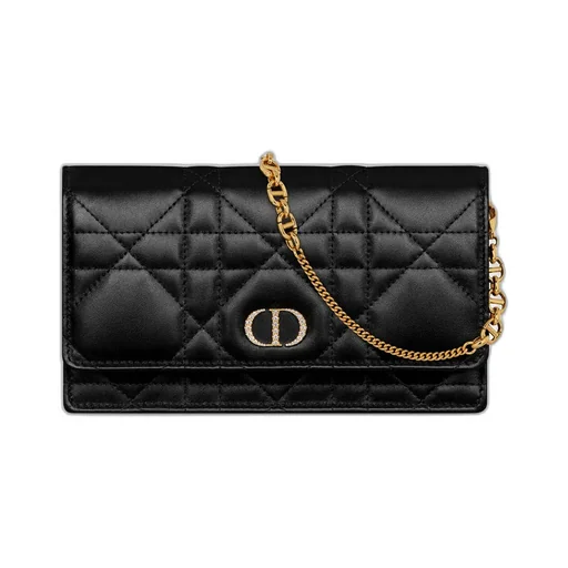 Dior Caro Pouch With Chain And Crystals