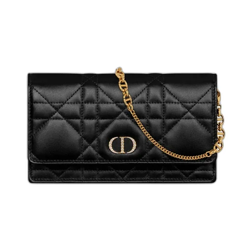 Dior Caro Pouch With Chain And Crystals