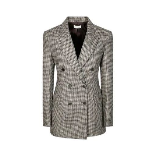 P.A.R.O.S.H. Houndstooth Printed Double-Breasted Tailored Blazer