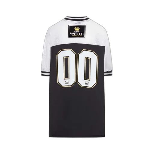 Off-White V-Neck Short-Sleeved Mesh Dress
