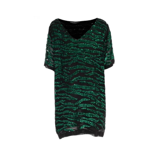 P.A.R.O.S.H. Sequin Embellished Striped Dress