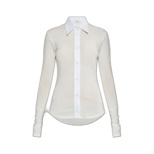 Off-White Button-Up Curved Hem Shirt
