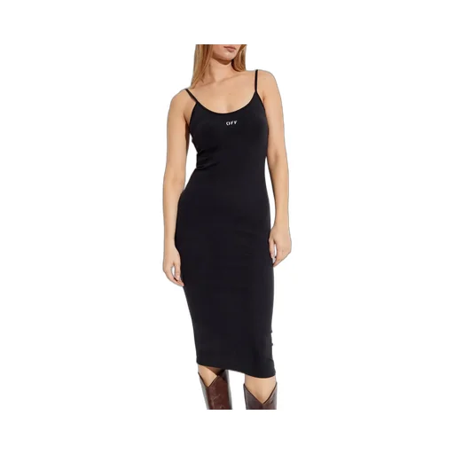 Off-White Logo Embroidered Strappy Midi Dress