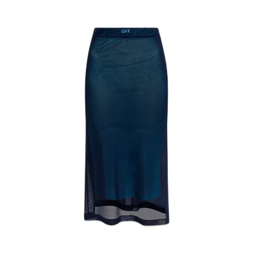 Off-White Straight Hem Mesh Midi Skirt