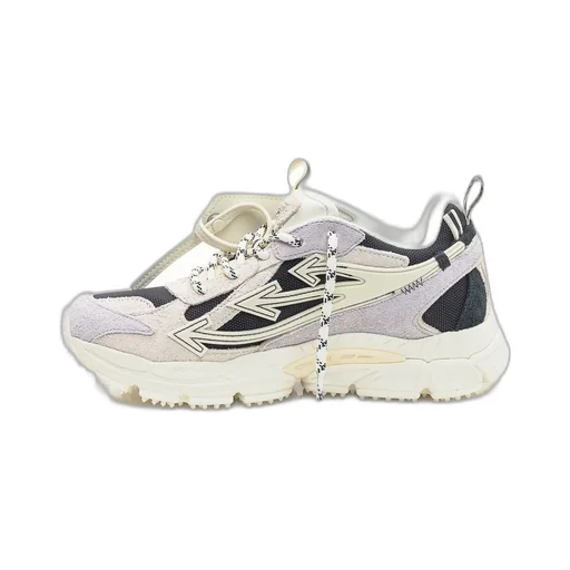 Off-White Round Toe Lace-Up Sneakers