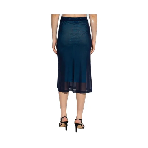 Off-White Straight Hem Mesh Midi Skirt