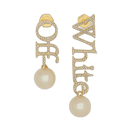 Off-White Logo Embroidered Drop Earrings