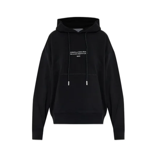 Off-White Slogan Printed Drawstring Hoodie