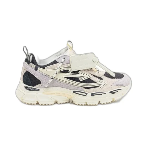 Off-White Round Toe Lace-Up Sneakers