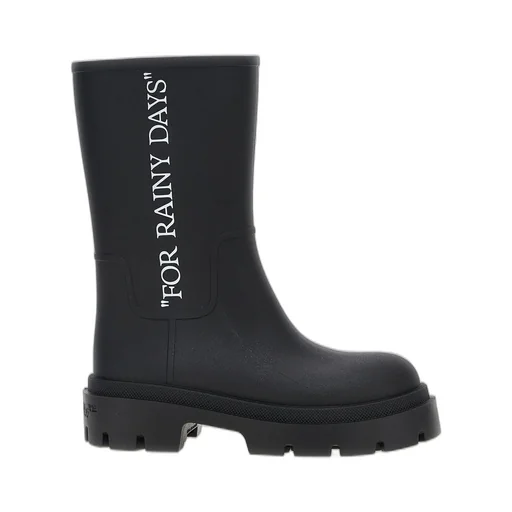 Off-White Slogan Printed Round Toe Boots