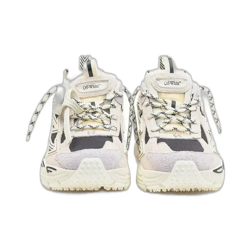 Off-White Round Toe Lace-Up Sneakers