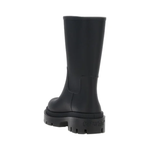 Off-White Slogan Printed Round Toe Boots