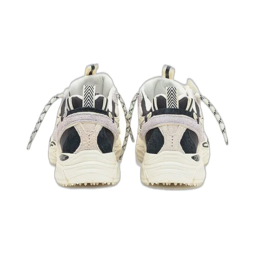 Off-White Round Toe Lace-Up Sneakers