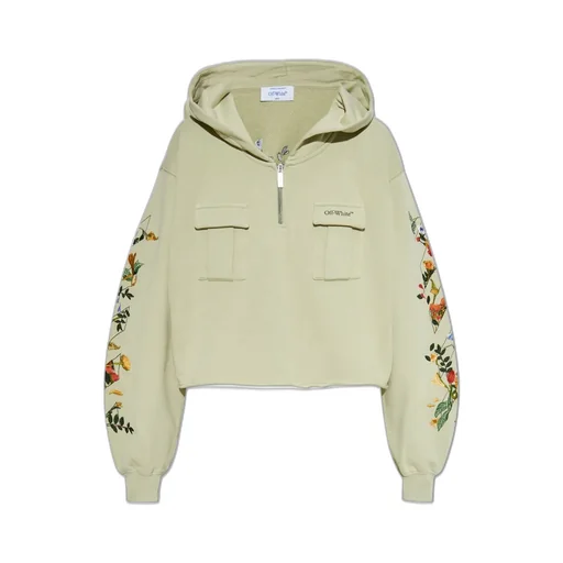 Off-White Logo Printed Half-Zip Hoodie