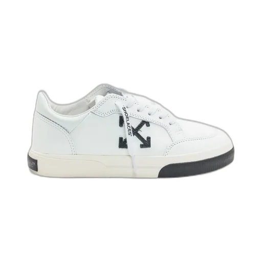 Off-White Round Toe Lace-Up Sneakers
