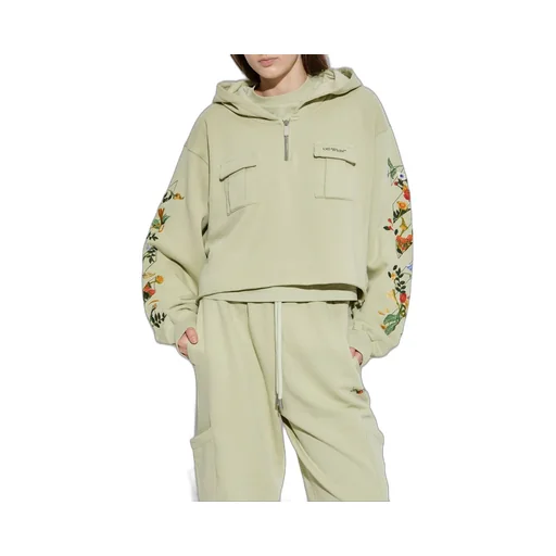 Off-White Logo Printed Half-Zip Hoodie