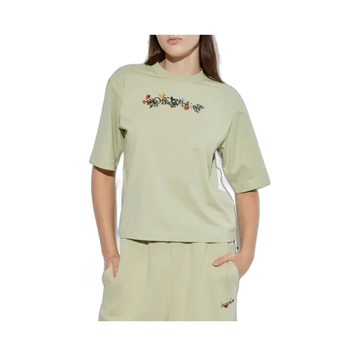 Off-White Floral Logo Embroidered Crewneck T-Shirt