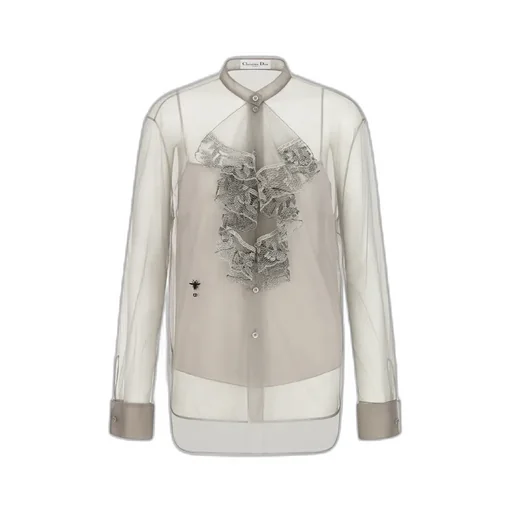 Blouse With Ruffled Neckline