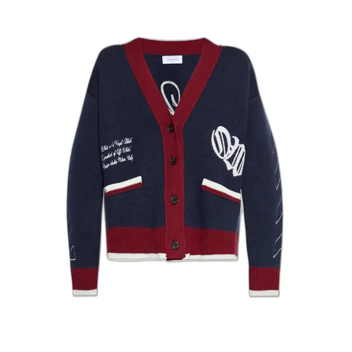 Off-White Jacquard Knit Varsity Cardigan