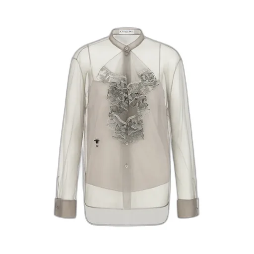 Blouse With Ruffled Neckline