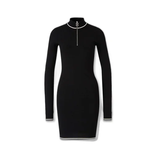 Off-White Zip Detailed Long-Sleeved Dress